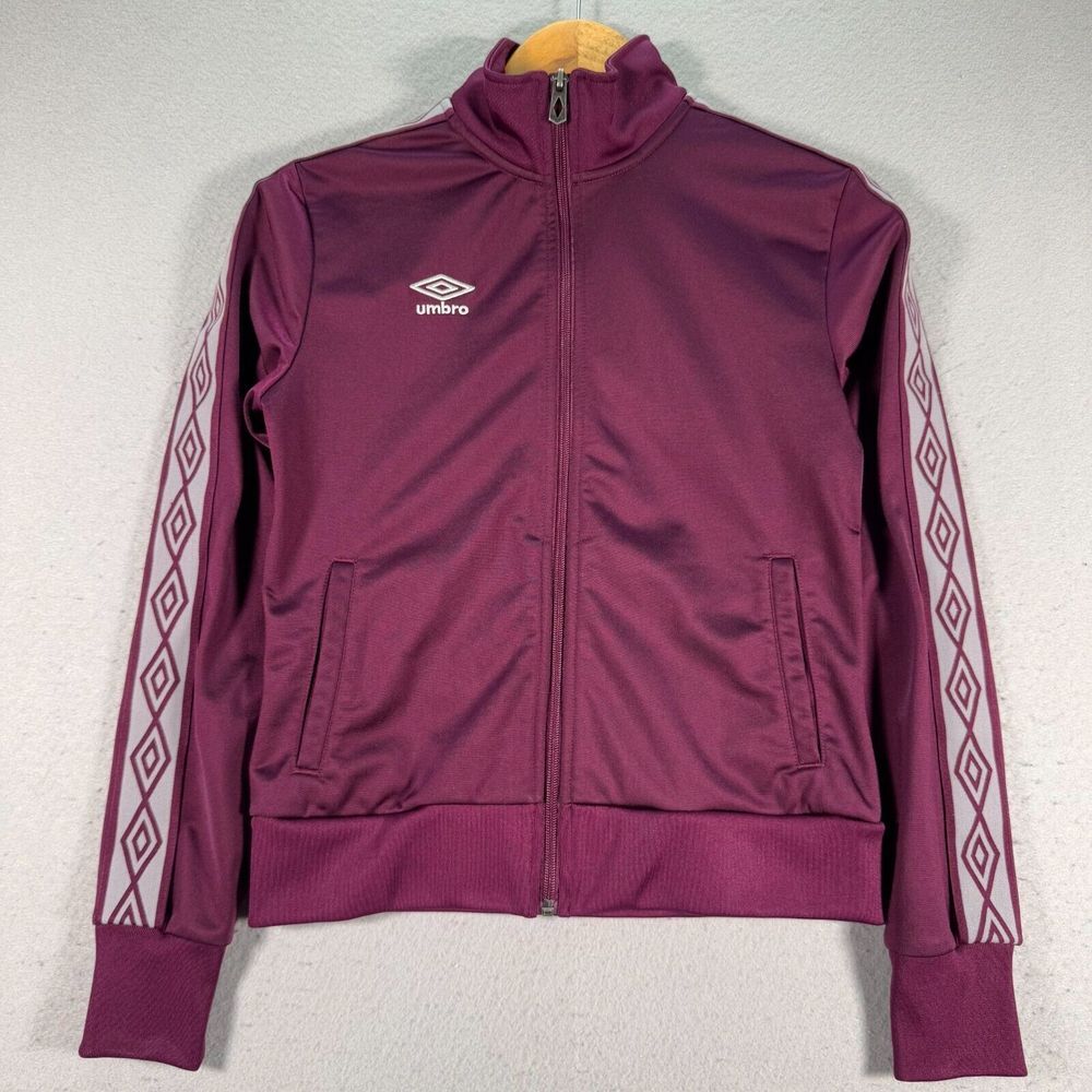 Umbro Womens Track Jacket XS Petite Purple Soccer Sport Active Mockneck Full Zip